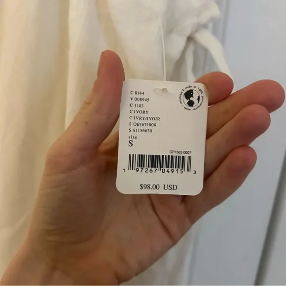 NWT Free People C'est Bon Midi Dress White Ivory Gauzy Beaded‎ Ties - Picture 6 of 8